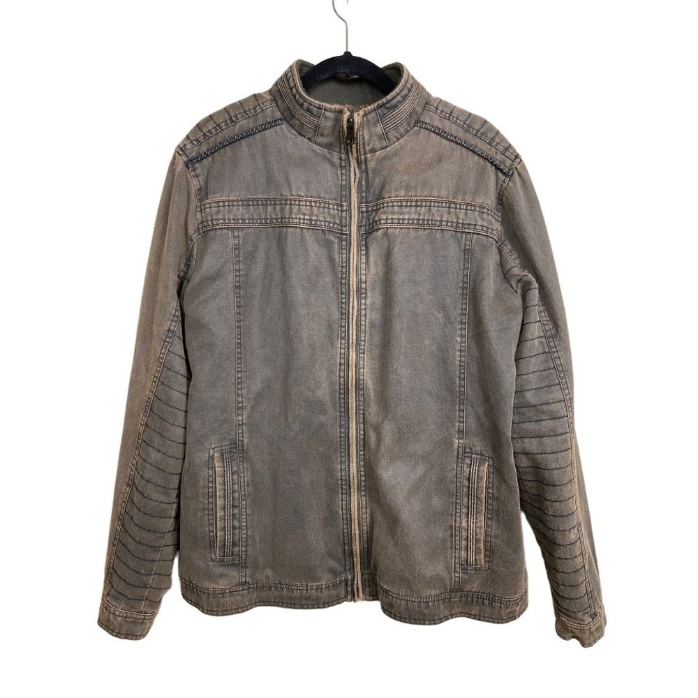 BKE Athletic Fit Men's Moto Jacket Coat SZ L Brown